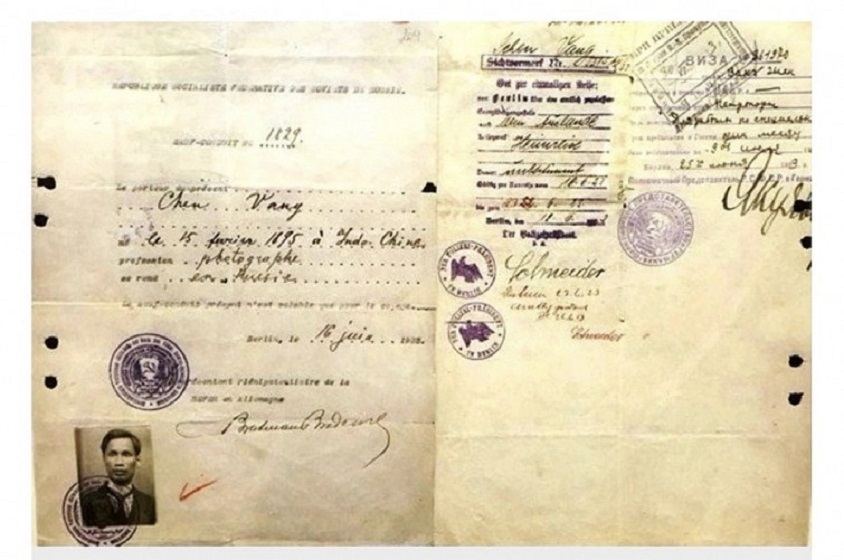giay thong hanh va visa vao nga cua chu tich ho chi minh voi ten chen vang anh tu lieu 3338